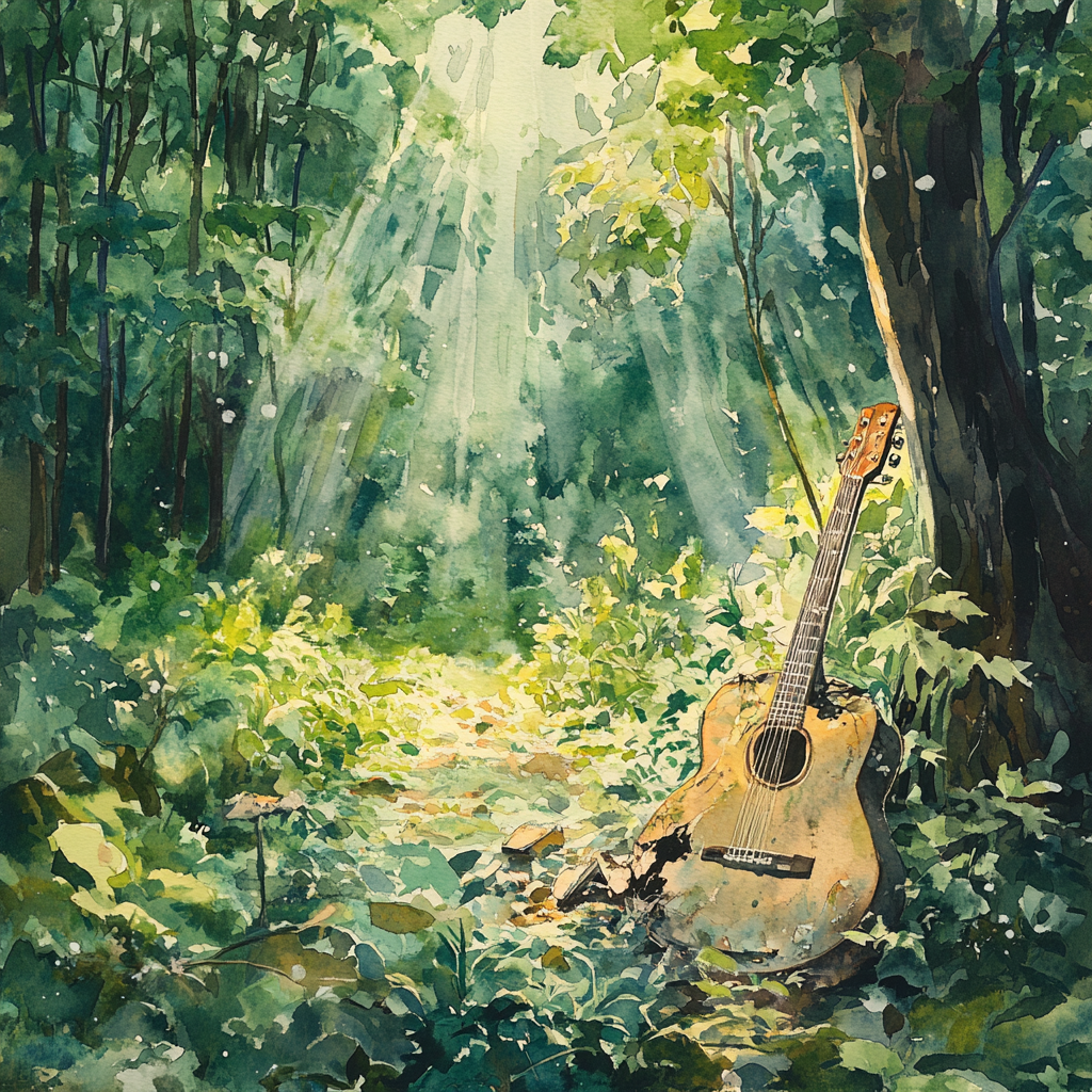 Magical Forest Guitar in Sunlight