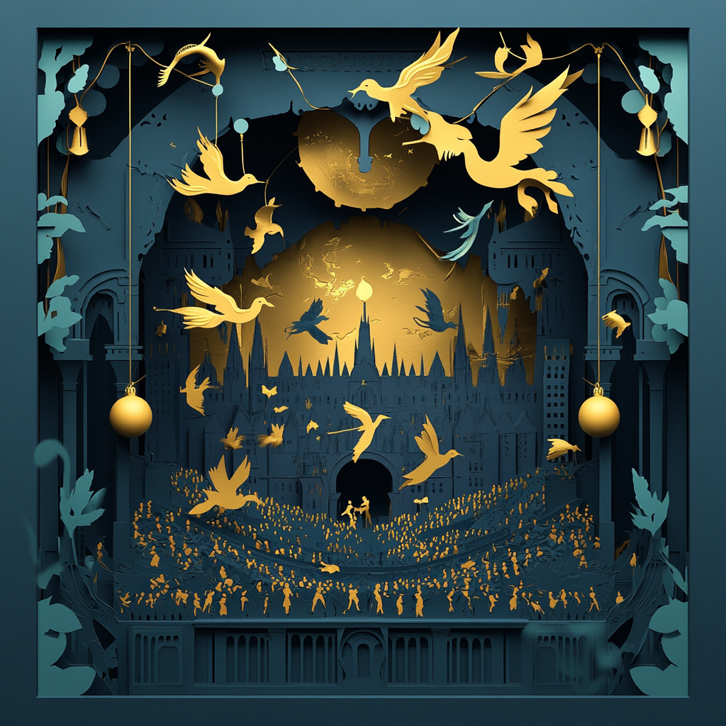 Magical Quidditch Match in Paper-Cut-Out Design