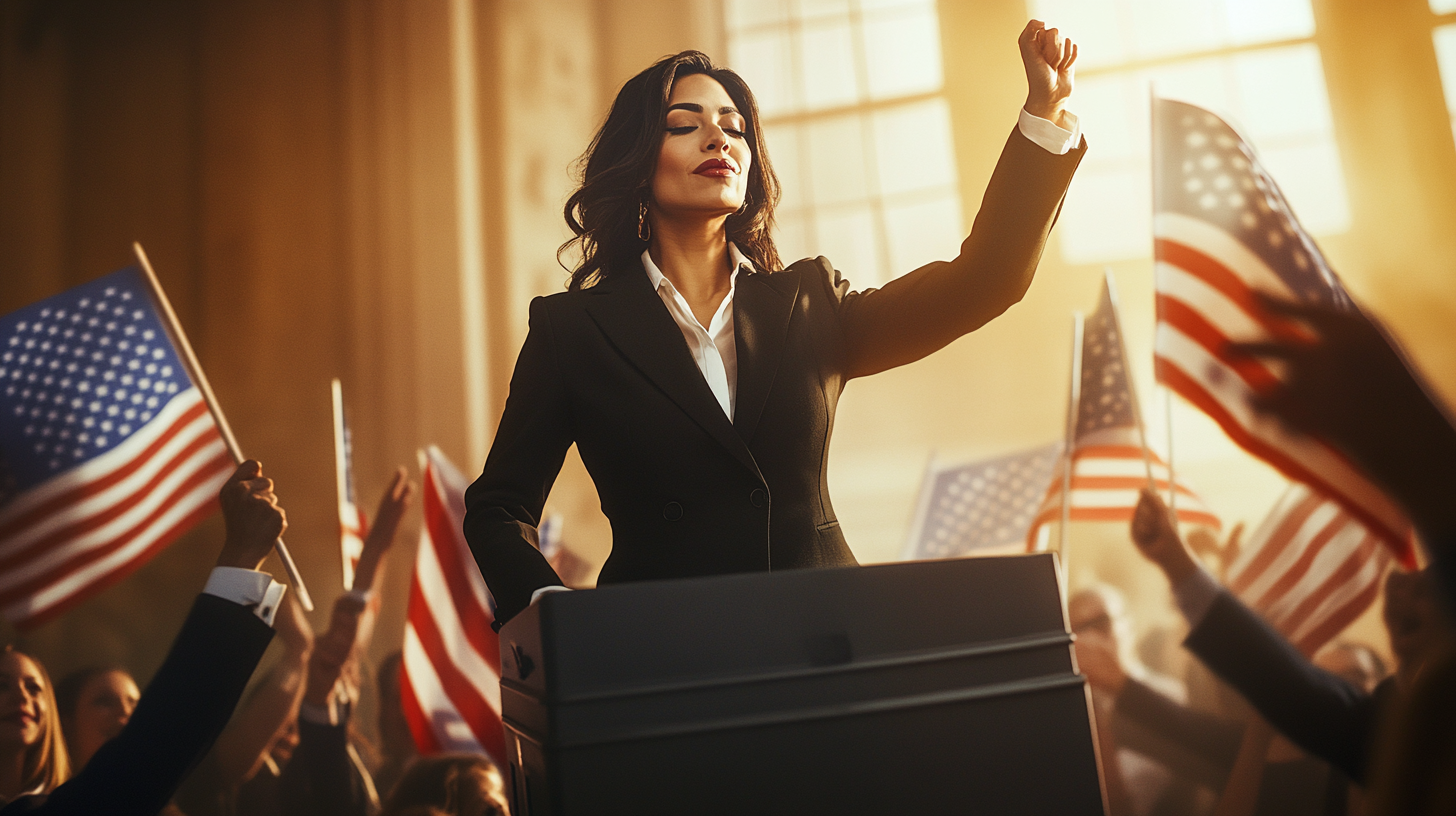 Magician Latina Lady Doing Magic to USA Ballot