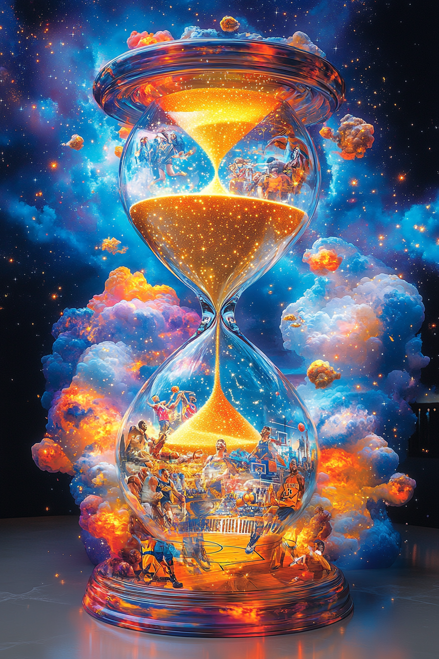 Majestic Celestial Basketball Hourglass Fantasy Art.