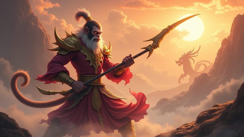 Majestic Monkey King Wukong in Dynamic Battle Stance