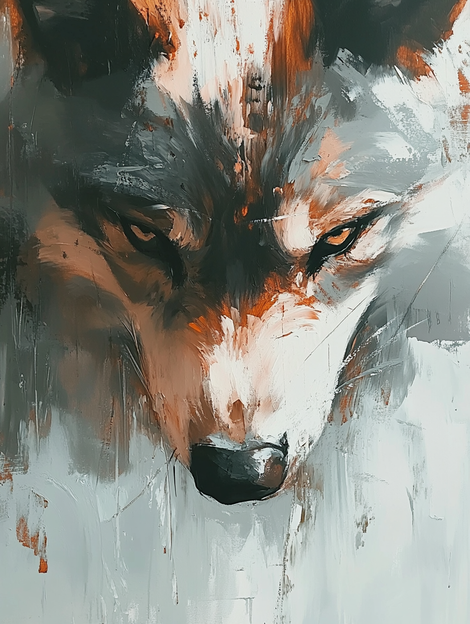 Majestic Wolf Close Up in Modern Art Style