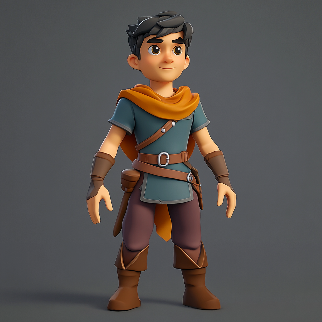 Male scout in medieval outfit standing in T-pose.