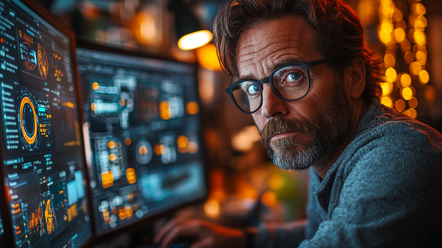 Man analyzing screens from various betting sites at home.