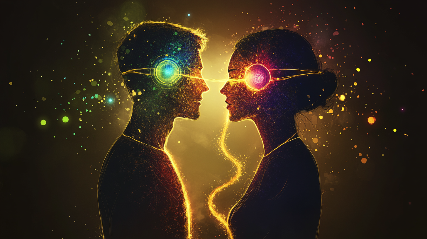 Man and Woman Chakra Energy Exchange Illustration