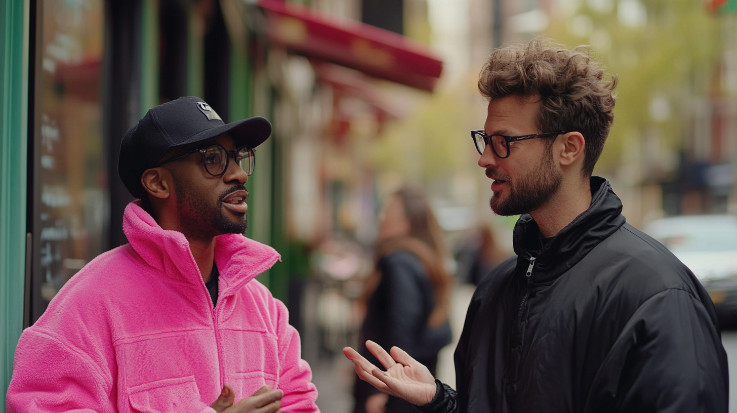 Man in Black meets Man in Pink