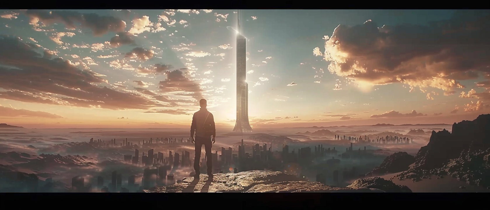 Man standing on Kingdom Tower in Saudi Arabia