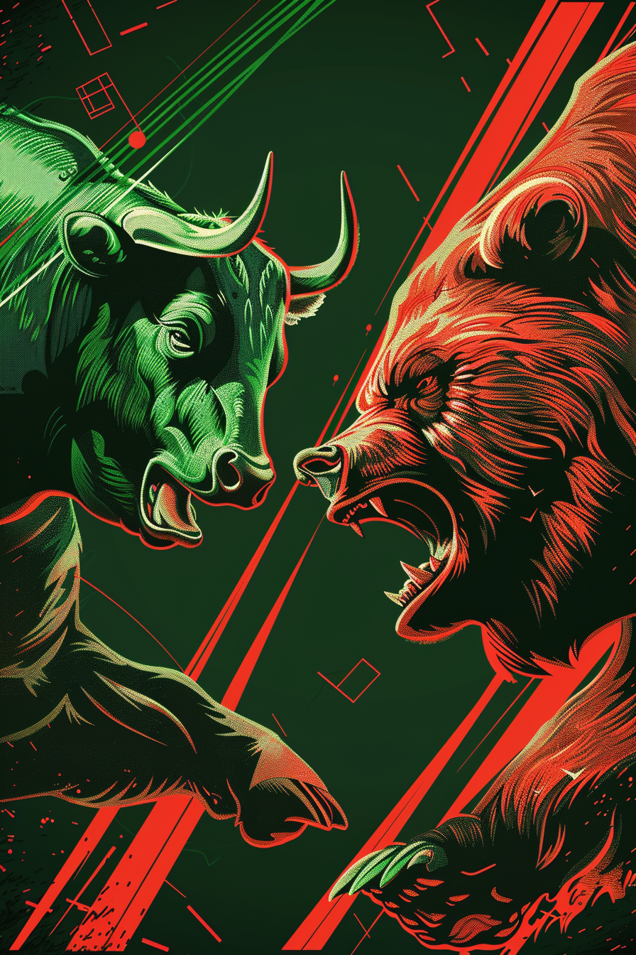 Market Forces Clash - A Bull vs Bear Poster