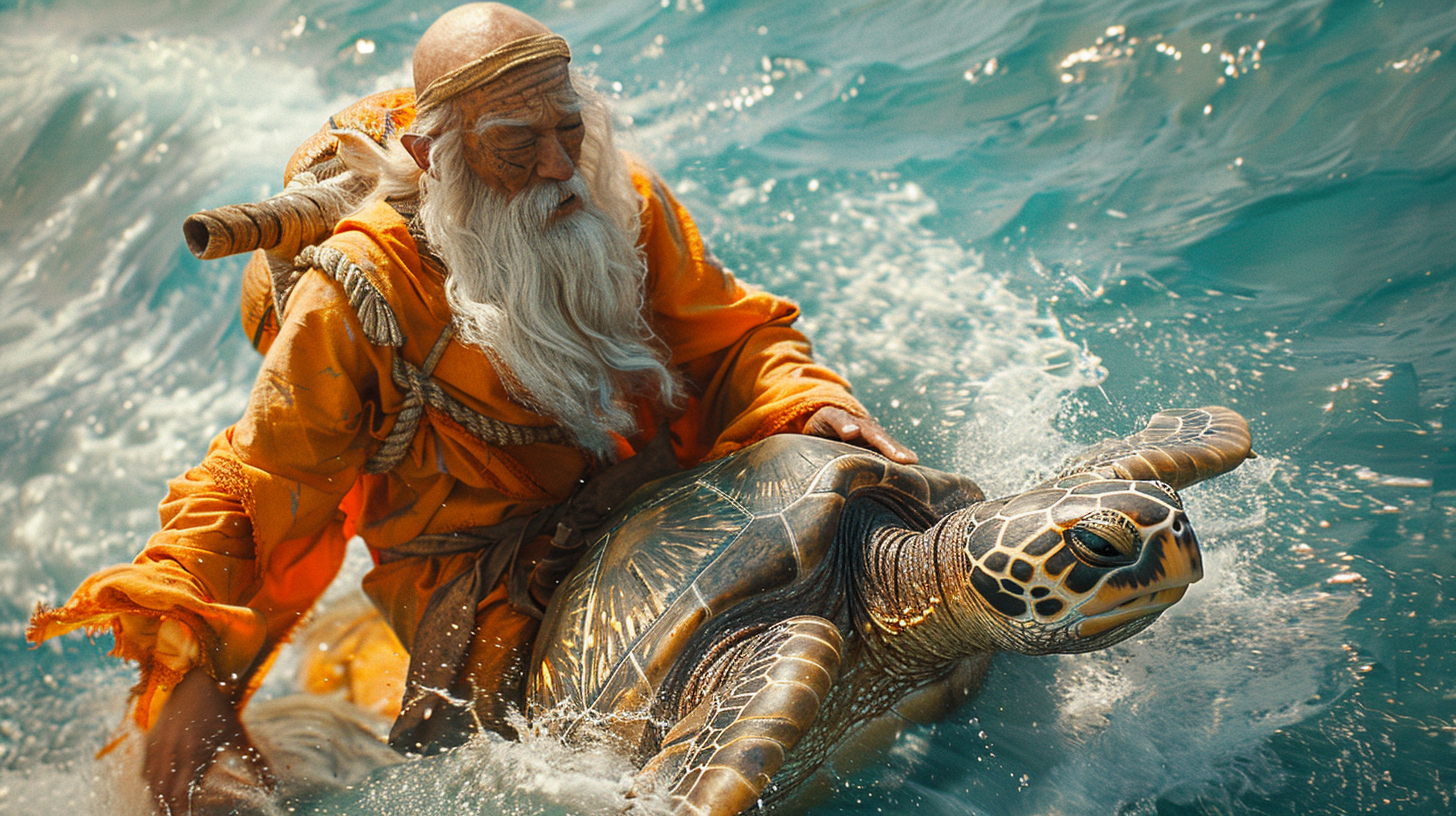 Master Roshi Dragon Ball Turtle Sea - Photorealistic 64k Ultra-Realistic Photography