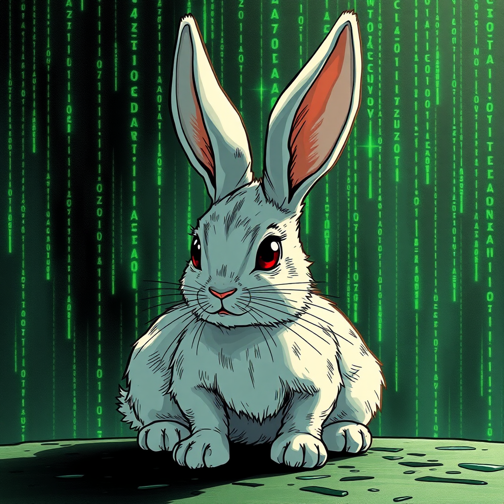 Matrix-Written Rabbit with Dropped Ears Anime