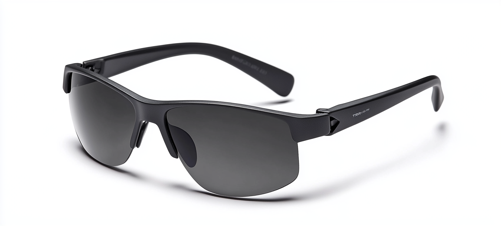 Matte Black Sport Sunglasses on White Background