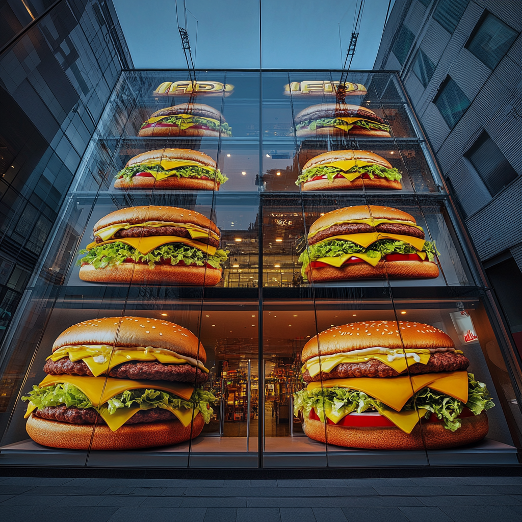 McDonald's Store with Giant Sandwiches in Glass Dome