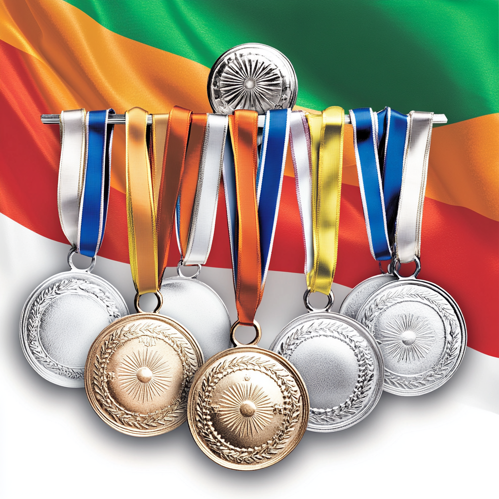 Medals of Victory: Gold shines in patriotic composition