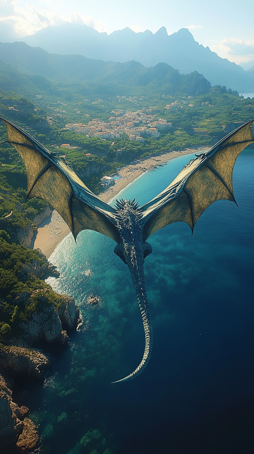 Medieval Dragon Soars Over Italian Amalfi Coast