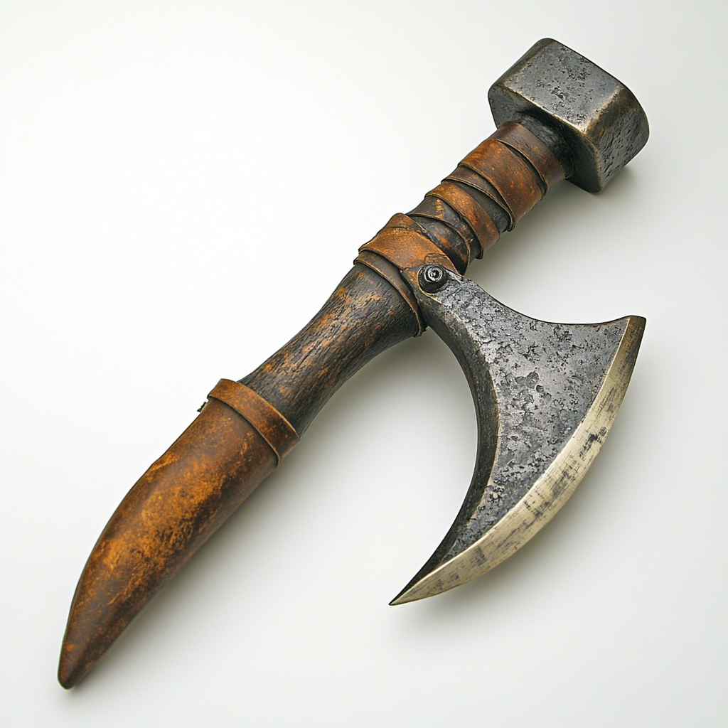 Medieval German weapon with bronze pick and hammer