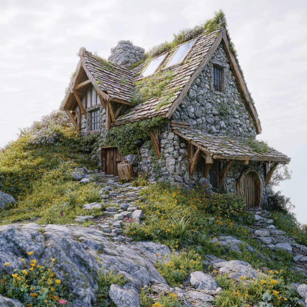 Medieval hillside house with skylight - Detailed Fantasy