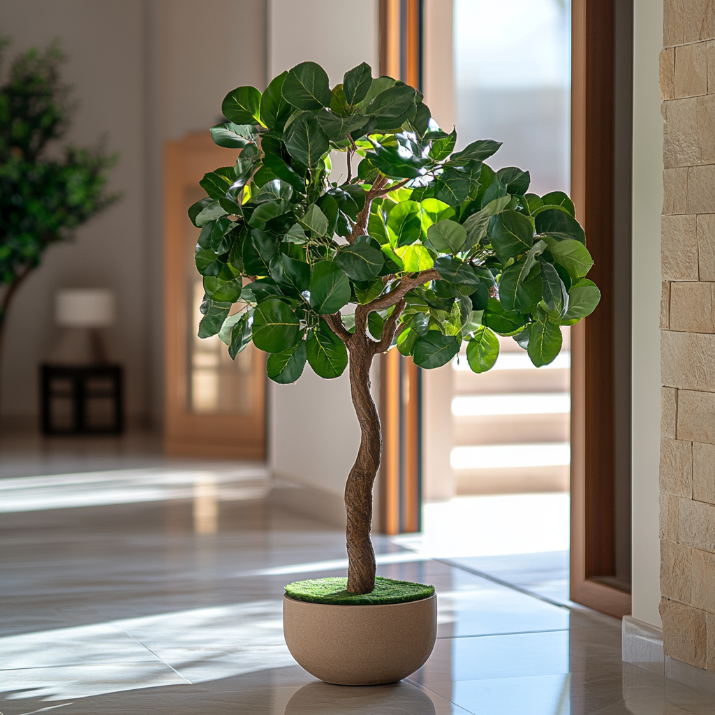 Medium Ficus Tree - Silk Leaves, Natural Trunk