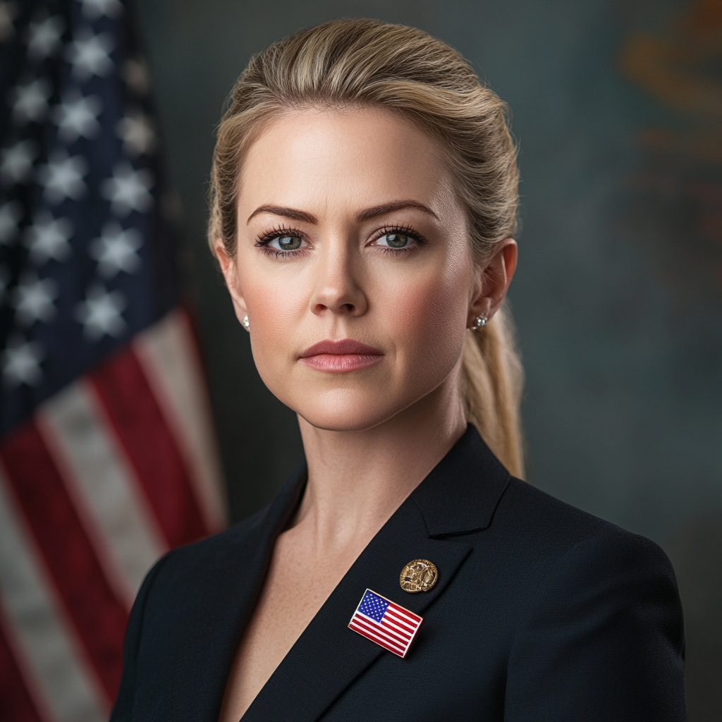 Melissa Joan Hart in congressional portrait with American flag.