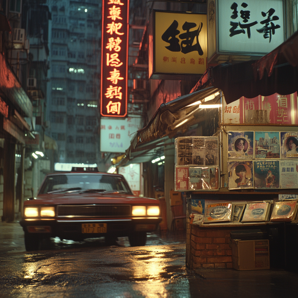 Memory lane: rain-soaked streets of old Hong Kong.