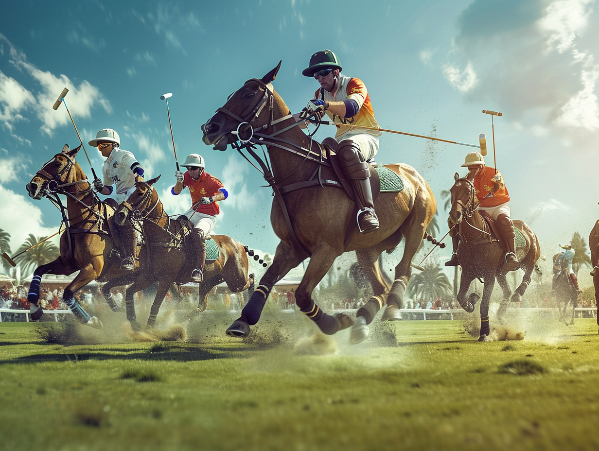 Men's polo game: vibrant, energetic, traditional elegance.