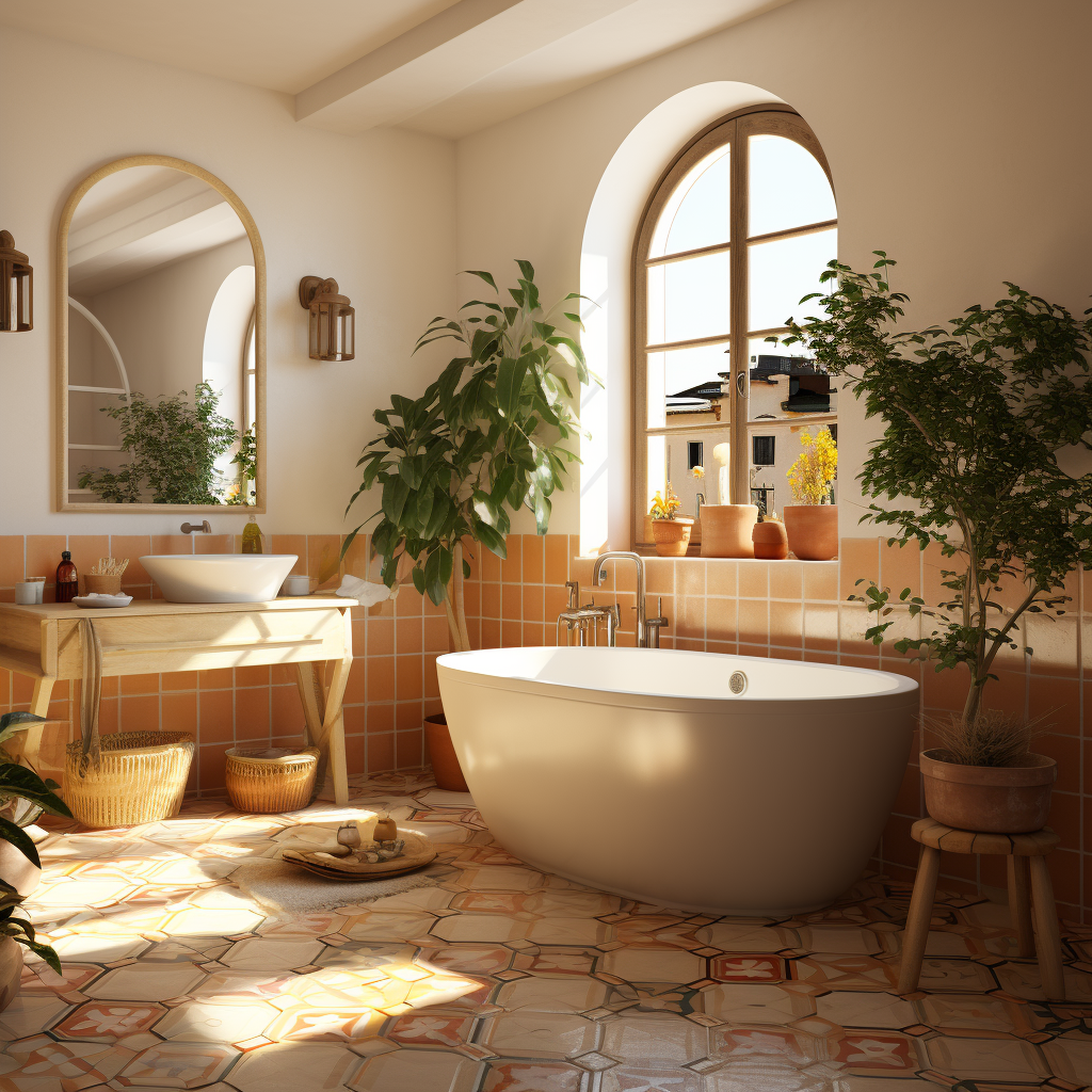 Menorca Summer Bathroom: Red Tiles and Comfort