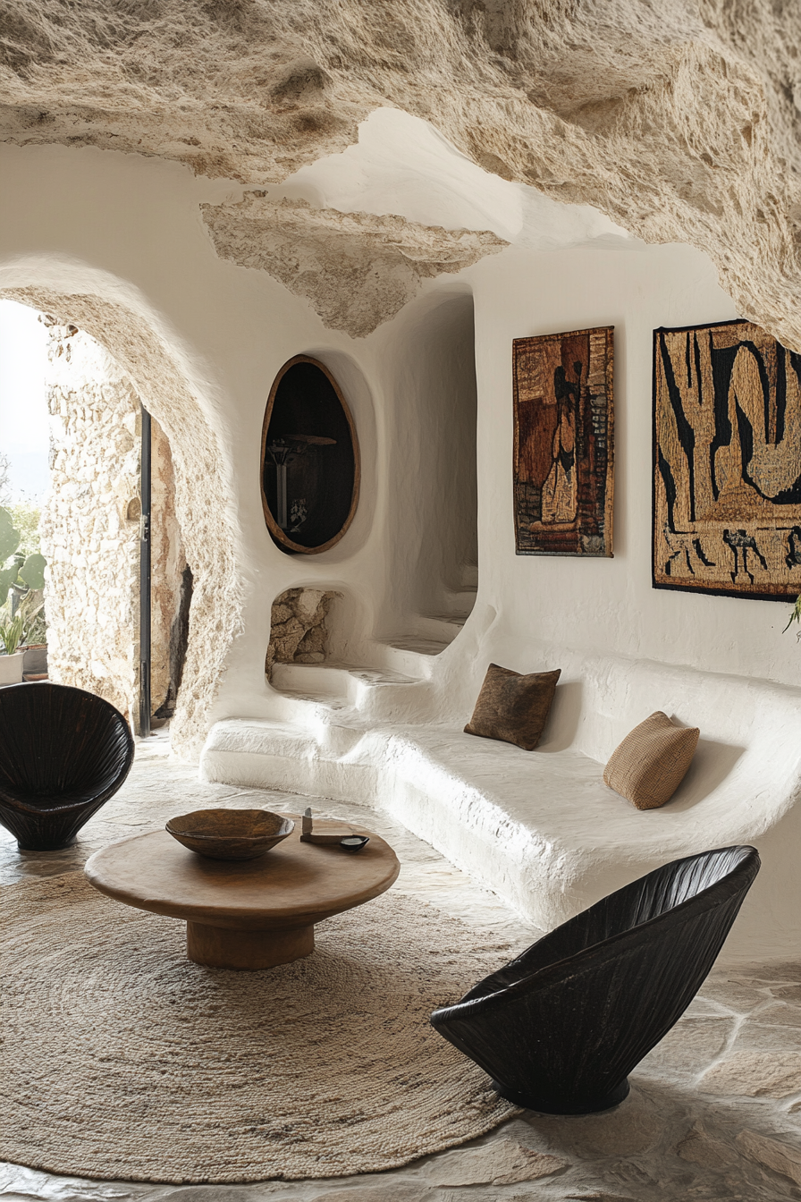 Merge Mediterranean style with modern aesthetics in chic lounge.