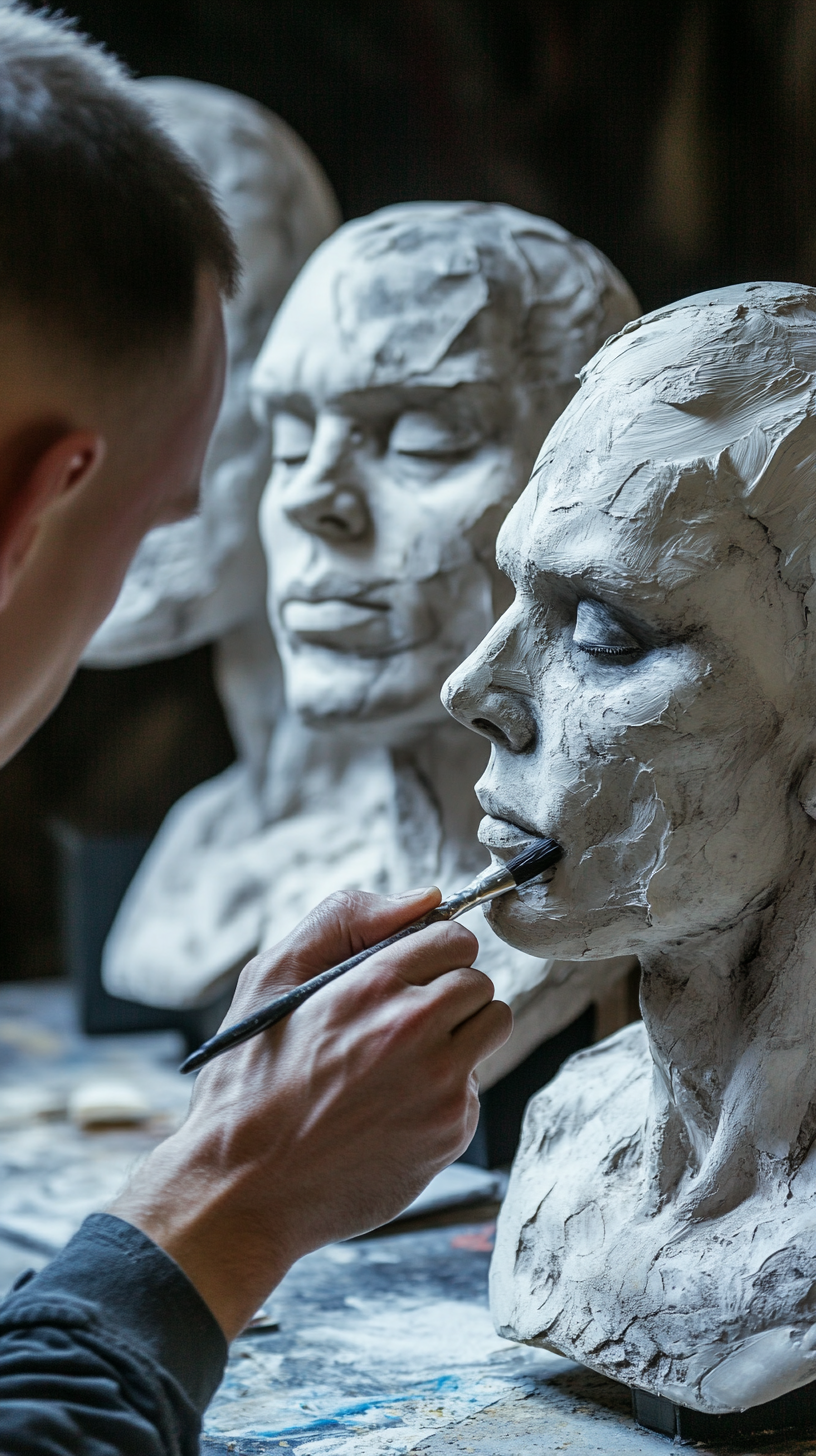 Meticulous soldiers create hyper-realistic dummy heads for use in trenches.