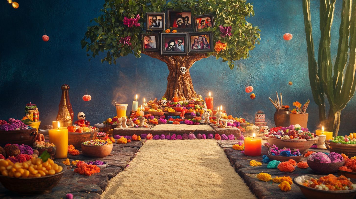 Mexican Day of the Dead Altar with Decorations