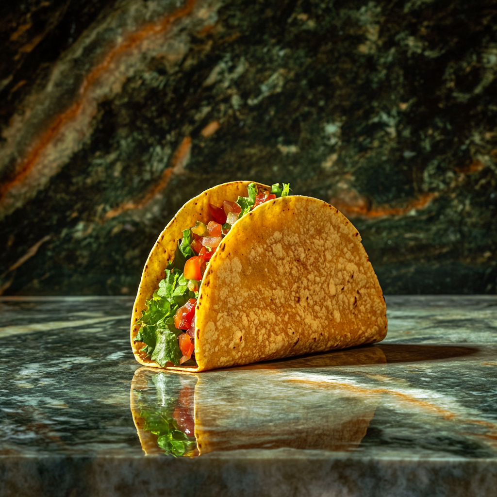 Mexican Street Taco Product Photo Shoot on Marble Table