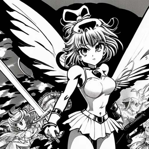 Mexican magical girl manga with CLAMP style, black and white.