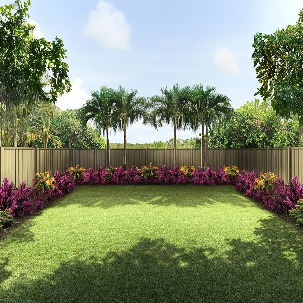 Miami backyard landscape design with native plants, colorful vegetation