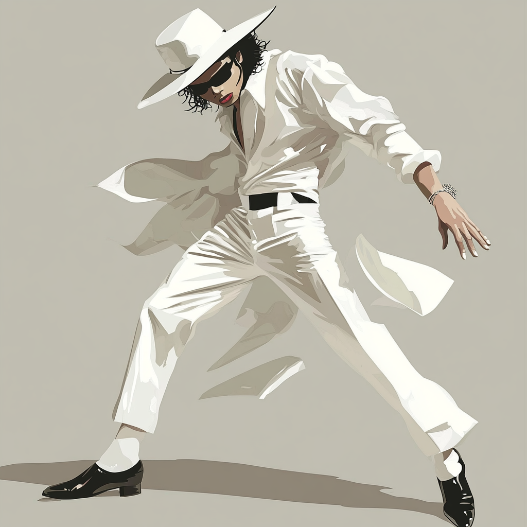 Michael Jackson dancing in a wide-brimmed hat.