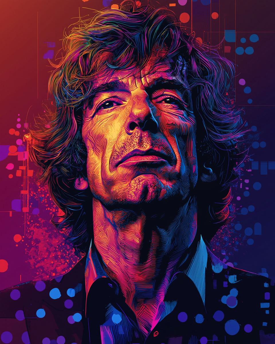 Mick Jagger in Neon Vaporwave Aesthetic Art