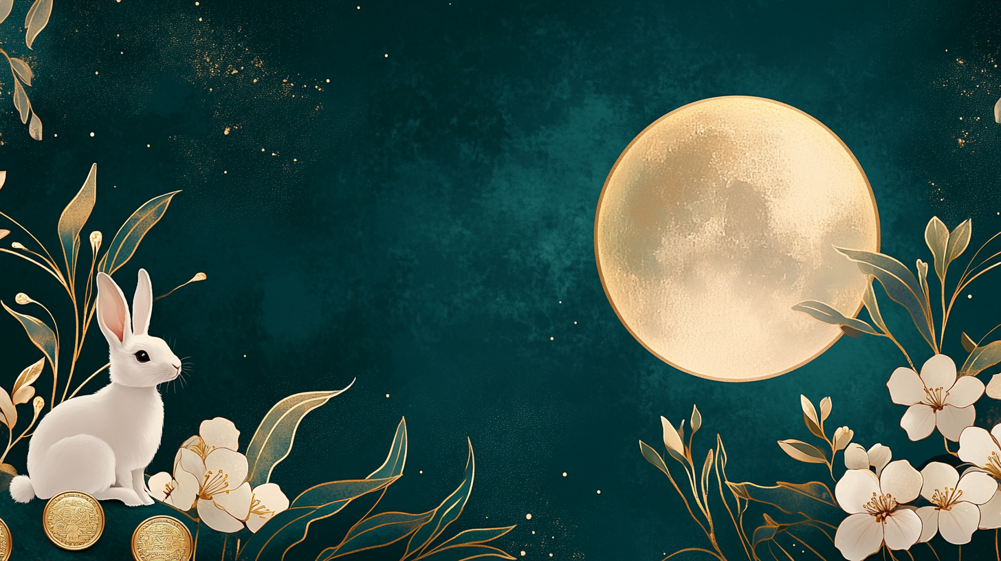 Mid-Autumn Festival themed minimalist design with elegant elements.