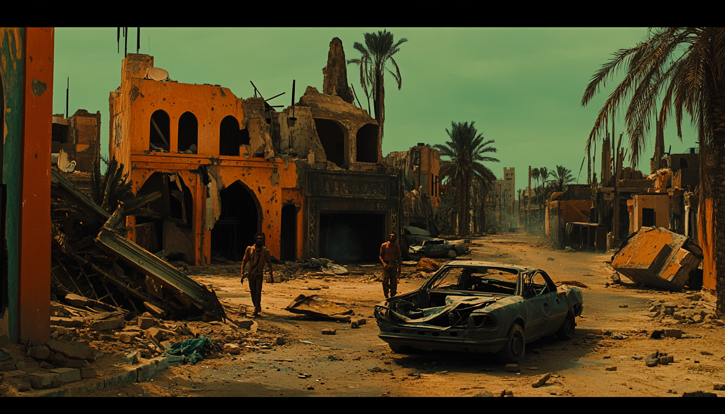 Middle Eastern Man in Front of Wrecked Store