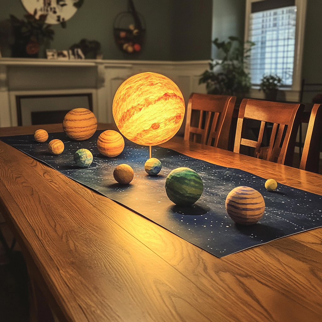 Middle school student creates realistic solar system model.