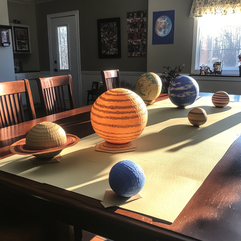 Middle school student creates solar system model with iPhone.