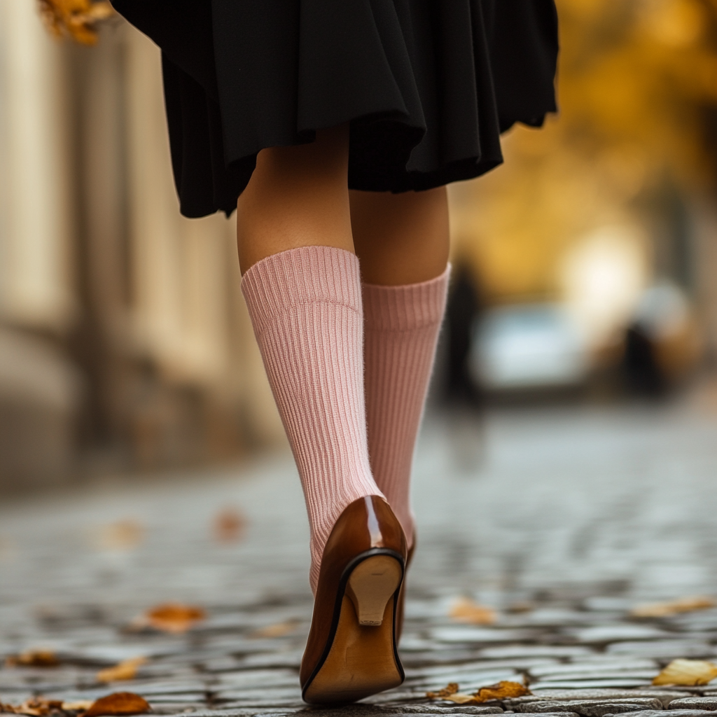 Mini Pink Wool Socks with Elegant Shoes - Comfortable Daily Wear