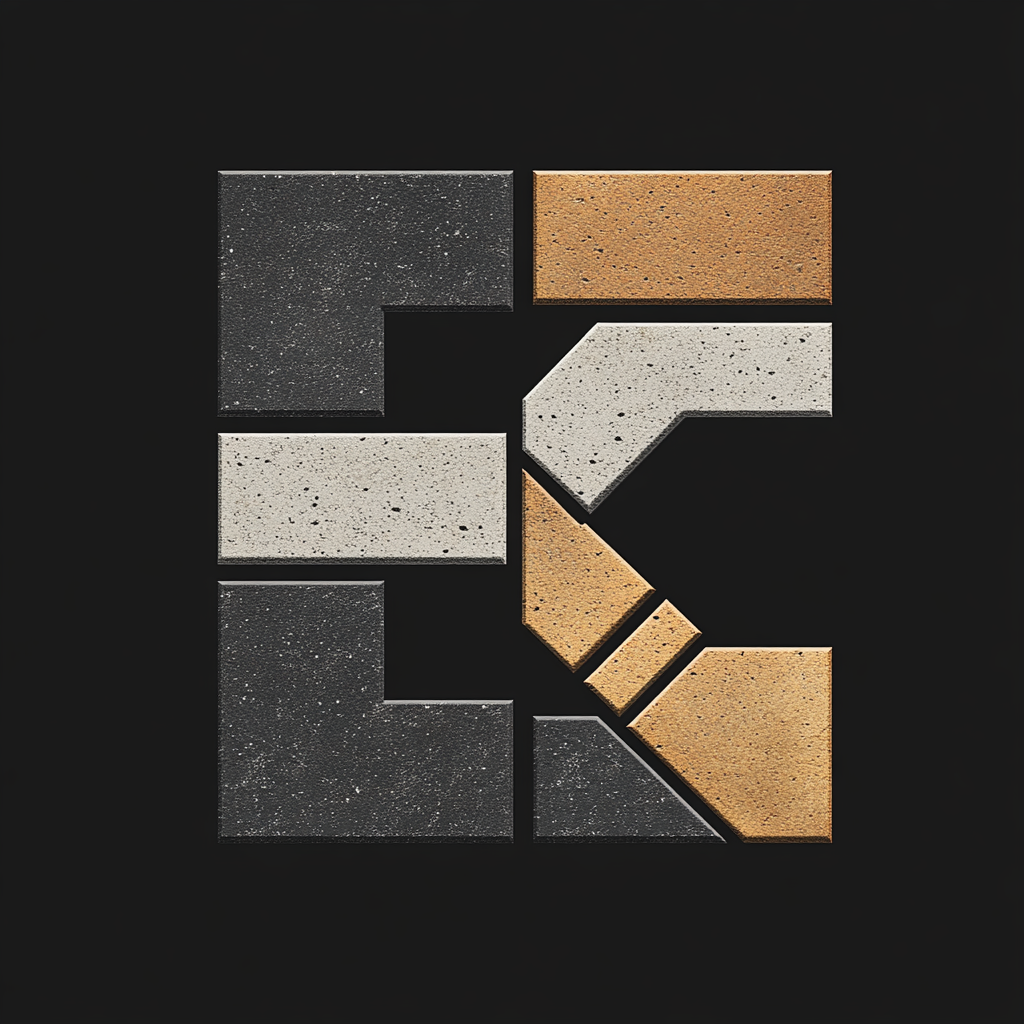 Minimalist 'EC' logo with hardscaping elements for Elite Constructors.