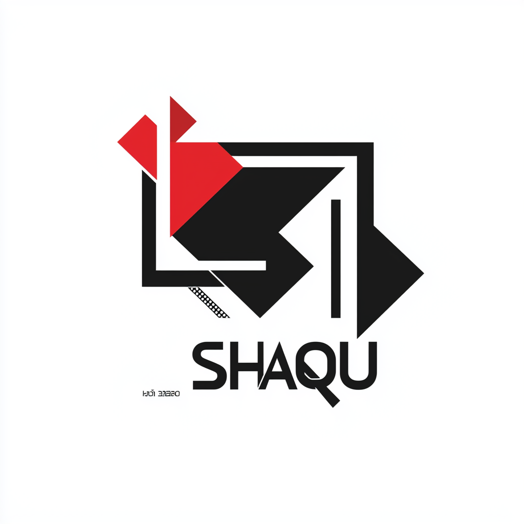 Minimalist SHAQU logo in Bauhaus style with geometric precision.