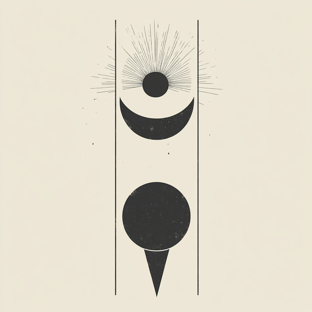 Minimalist Sun and Moon Graphic Design Illustration