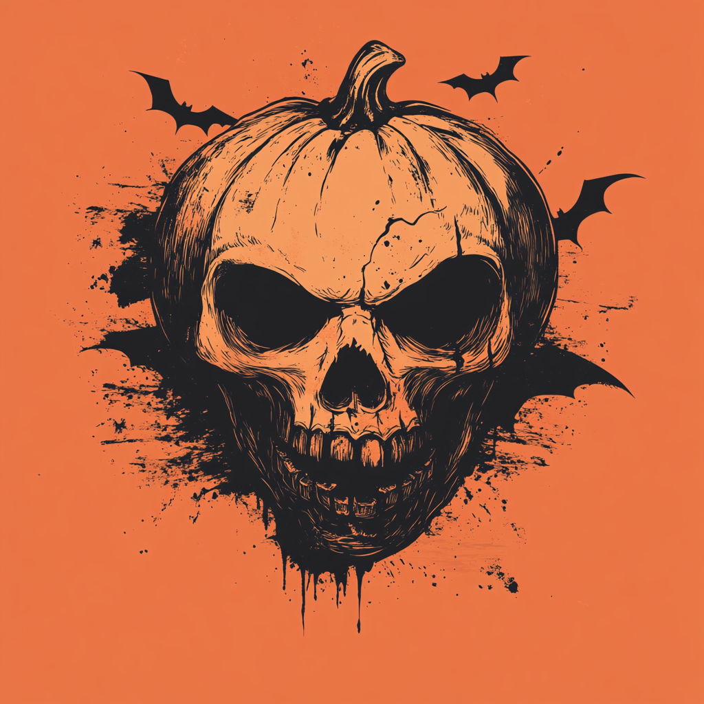 Minimalist streetwear logo for PUSHLINE with Halloween elements.