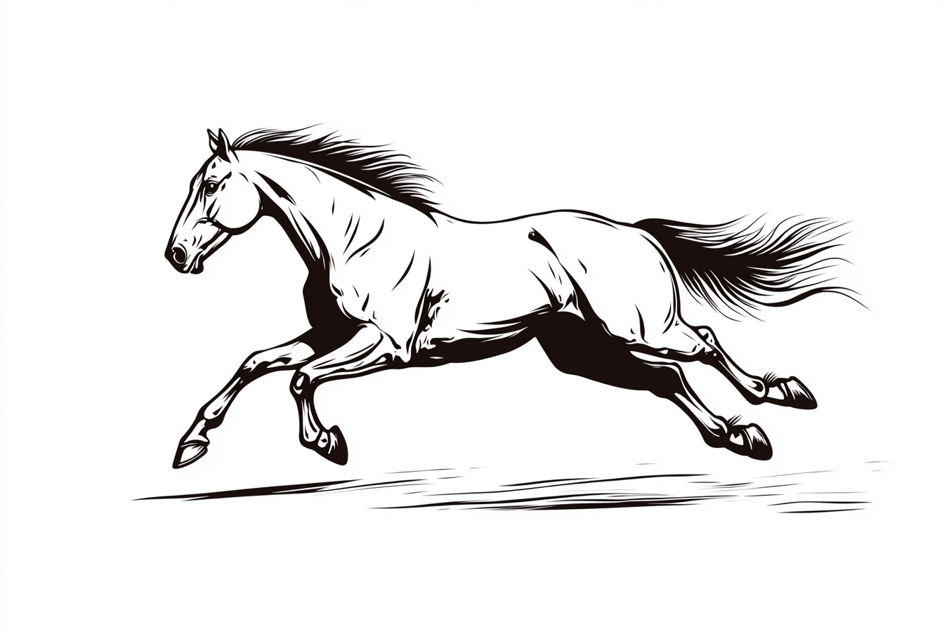 Minimalistic Japanese Ink Horse Vector Illustration