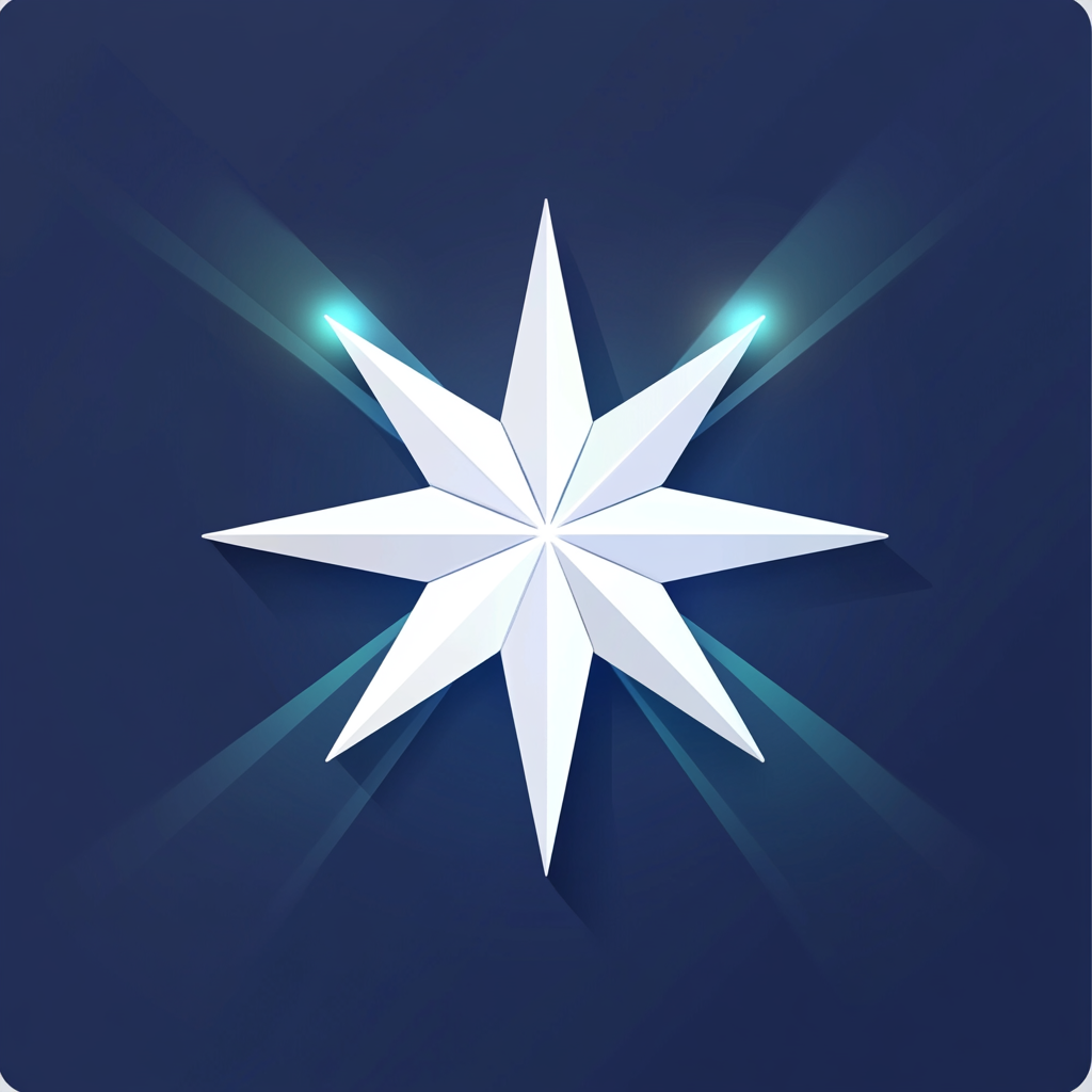 Minimalistic app icon with white star on navy background.