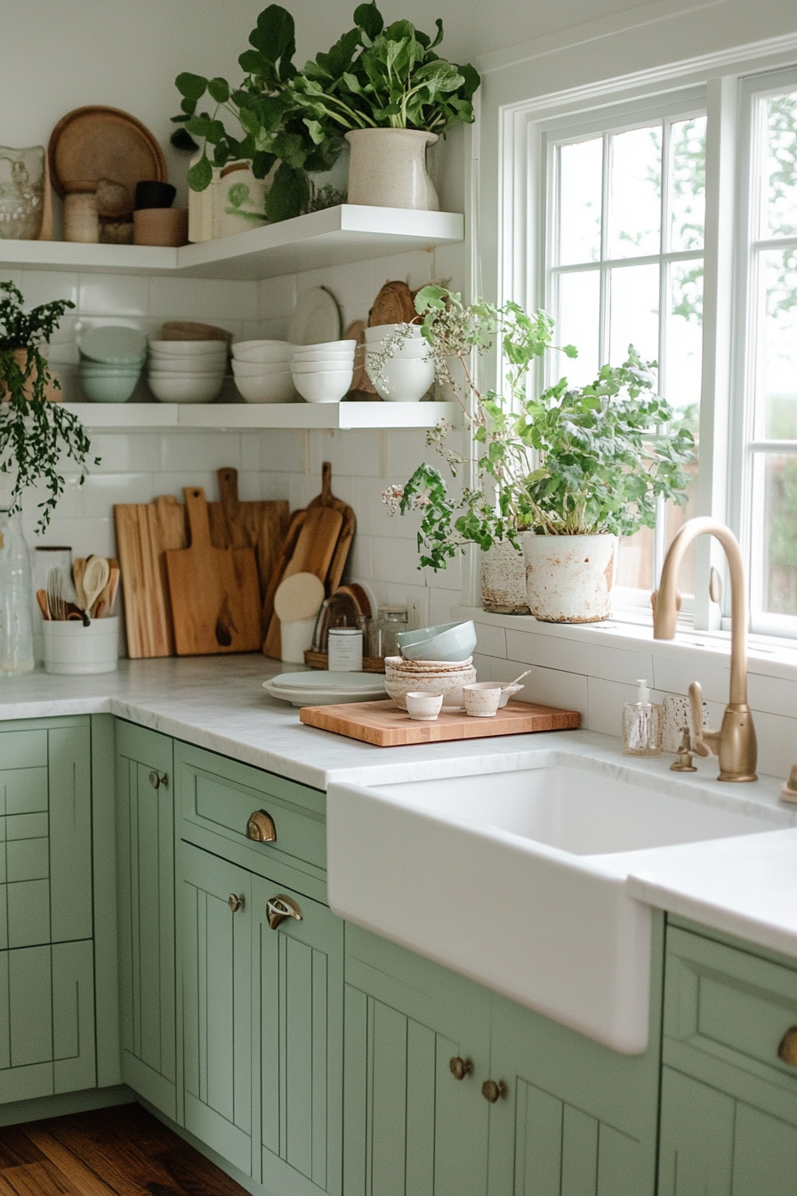 Mint Freshness Kitchen with Plant Accents 