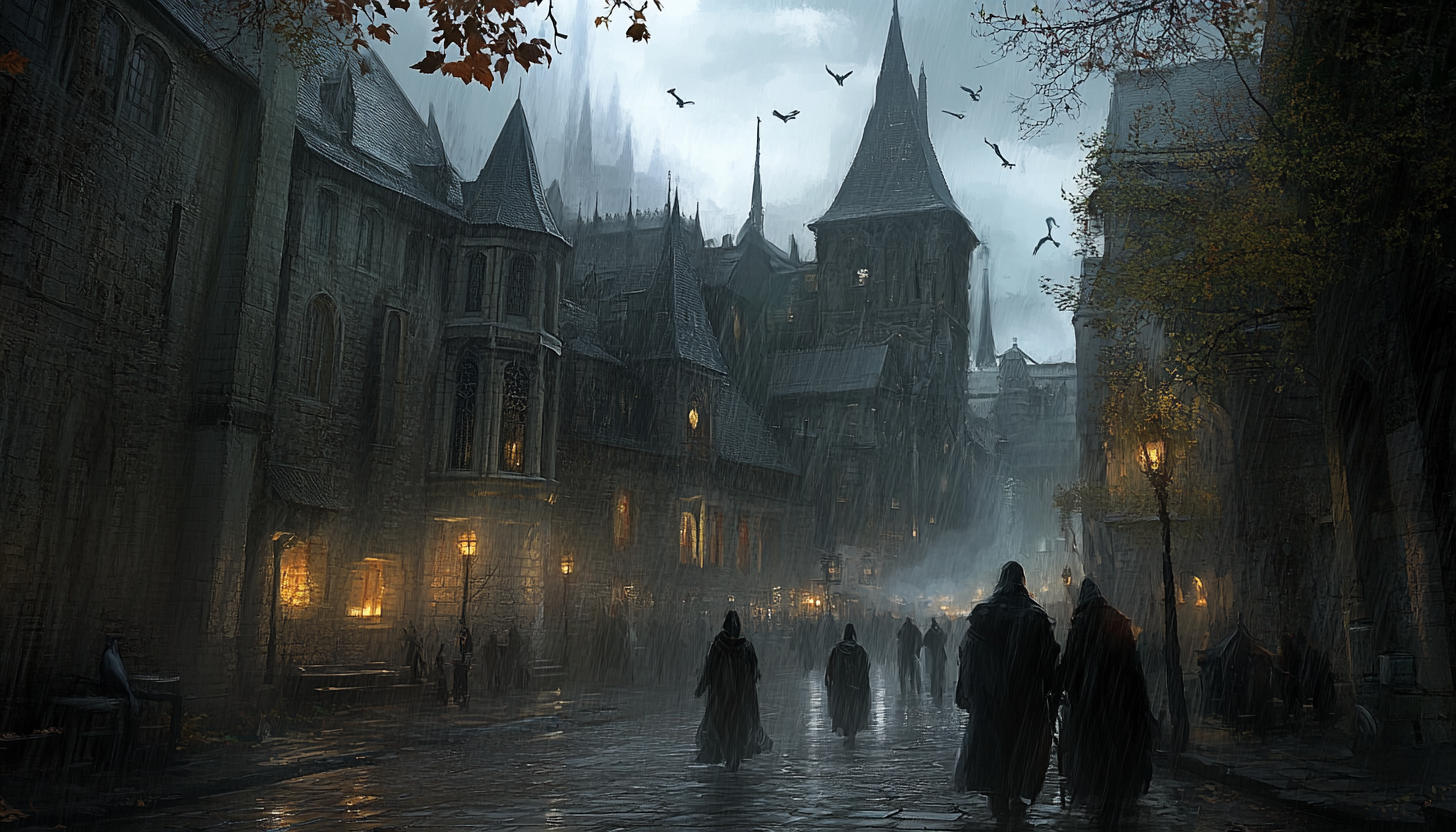 Misty Dark Fantasy City Elder Ring Vibes Art