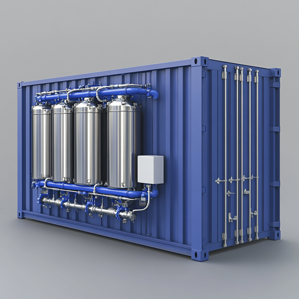 Model 20-foot container with vertical pressurized sand filters.