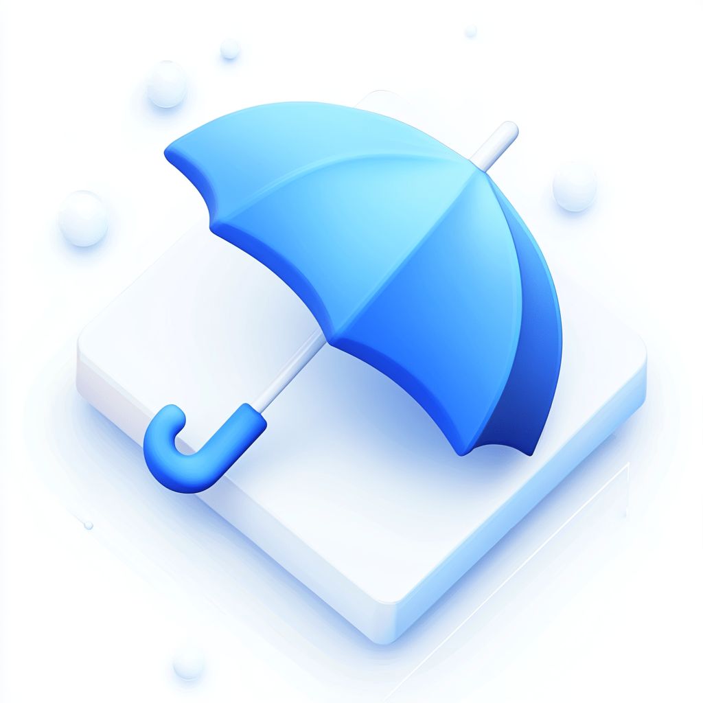 Modern 3D Umbrella Icon with Blue Gradients