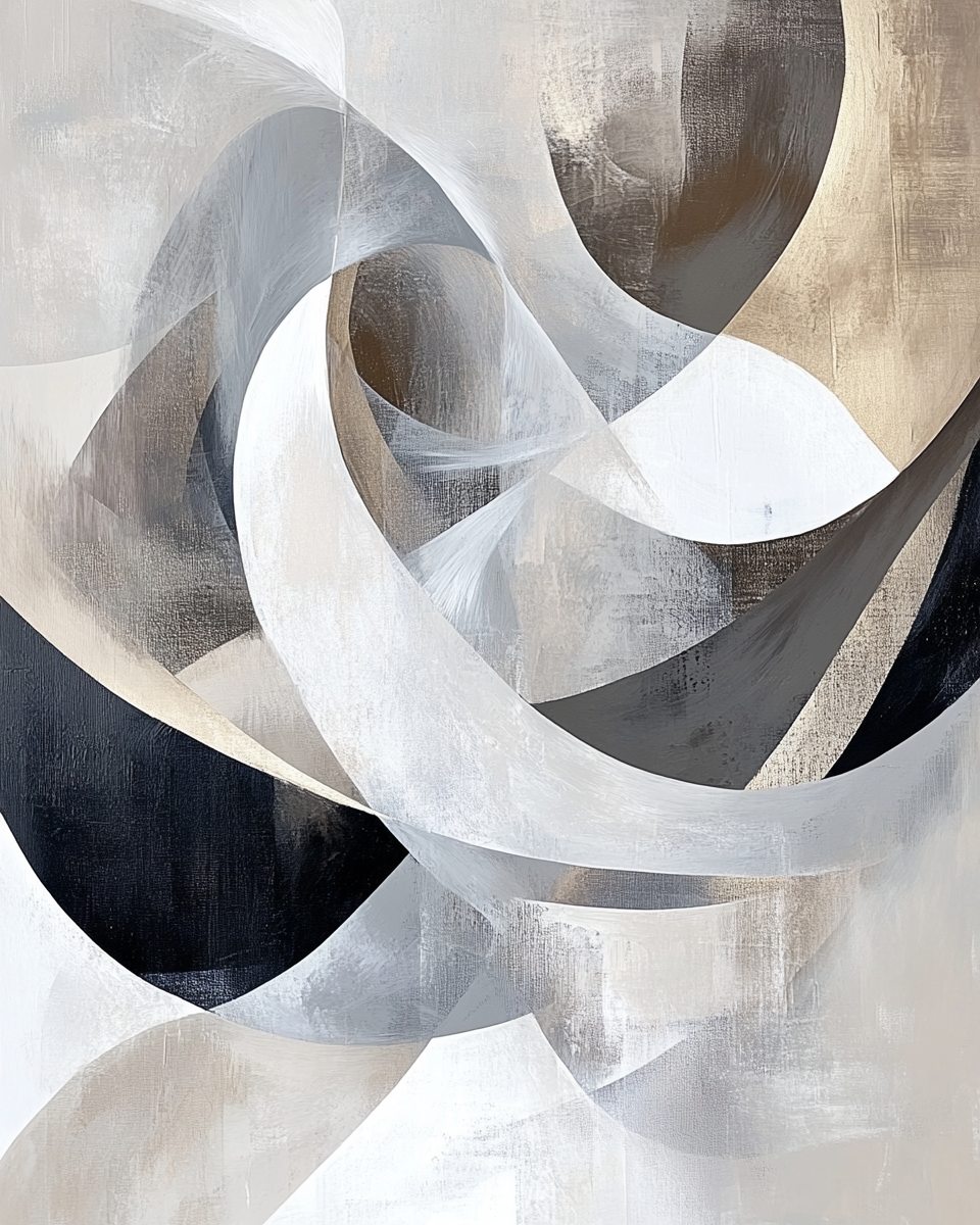 Modern Abstract Artwork: Elegance & Sophistication with Metallic Elements