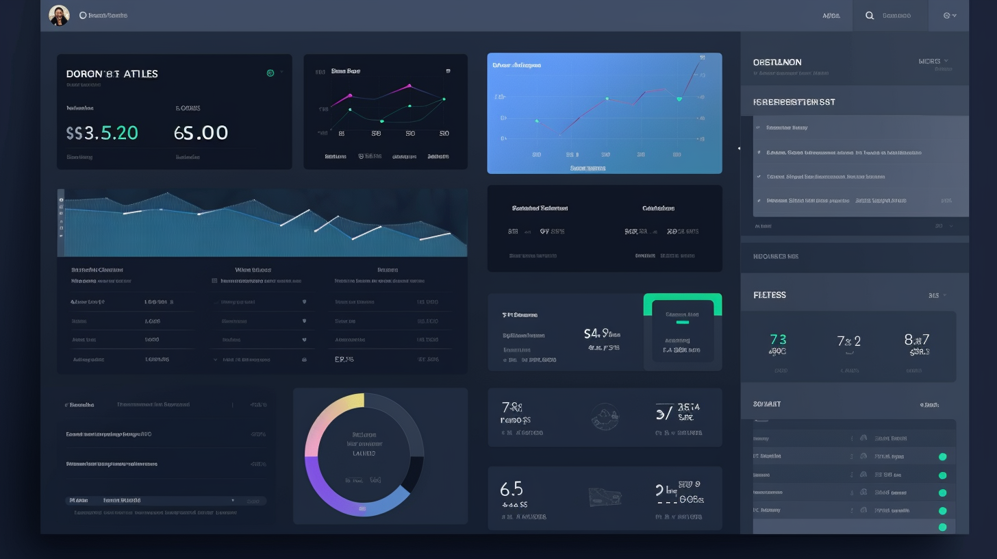 Modern CRM software interface with sales graphs and calendar